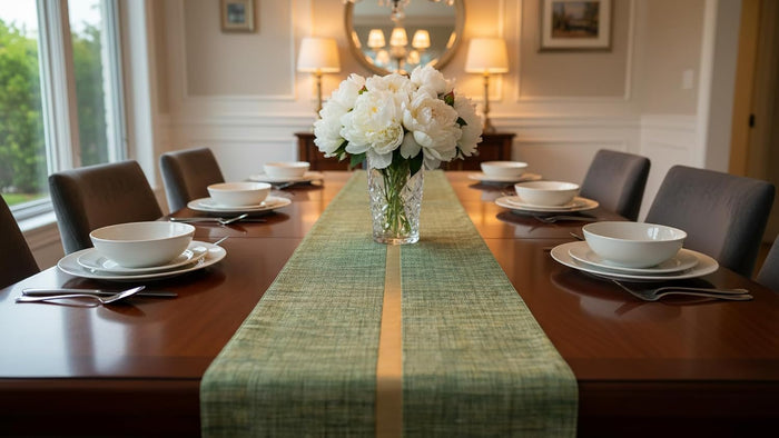 Handcrafted Table Runner Olive Green - Elegant Dining & Festive Décor
