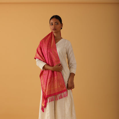 Designer red silk stole