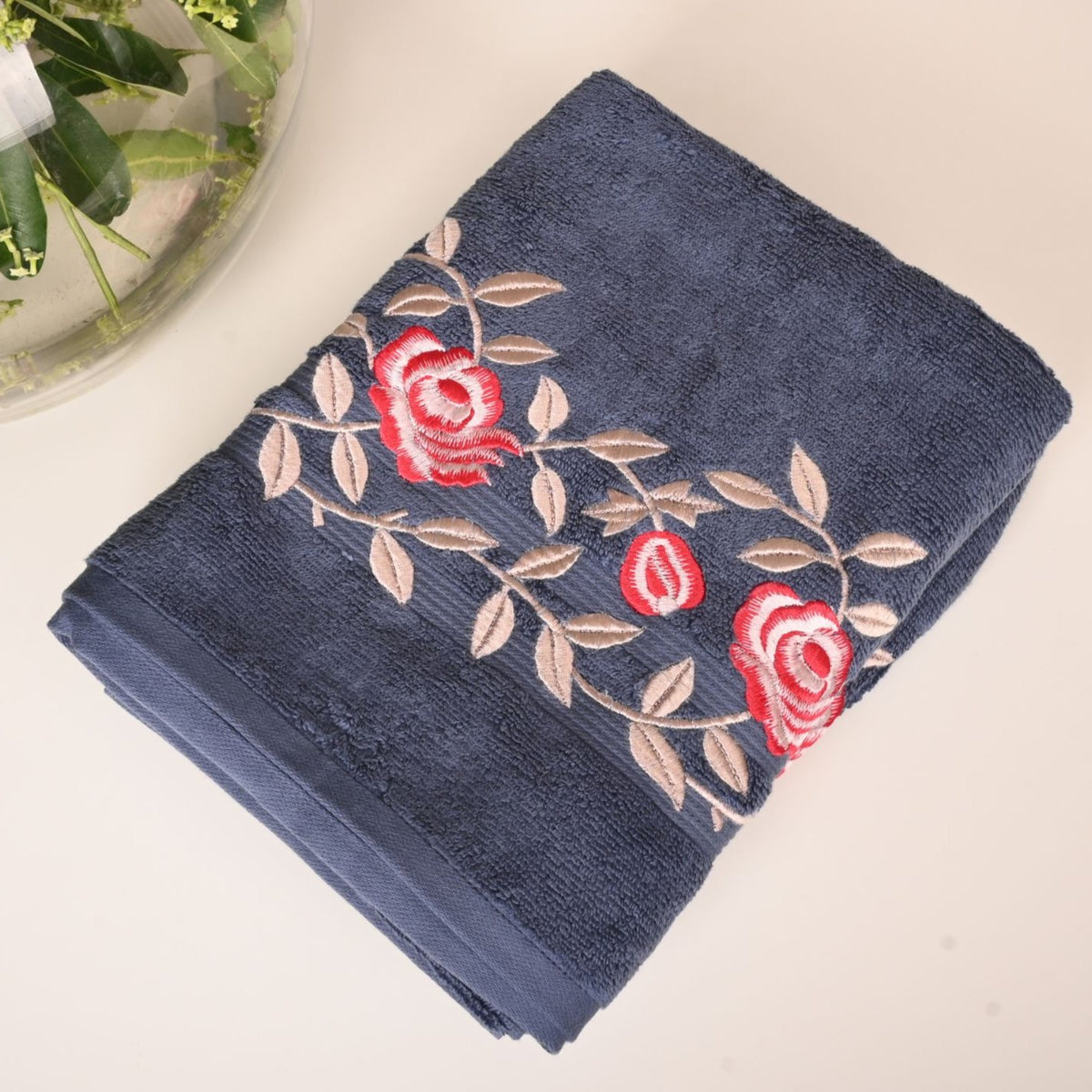 Rose Garden Design Cotton Bath Towel (Set of 2)