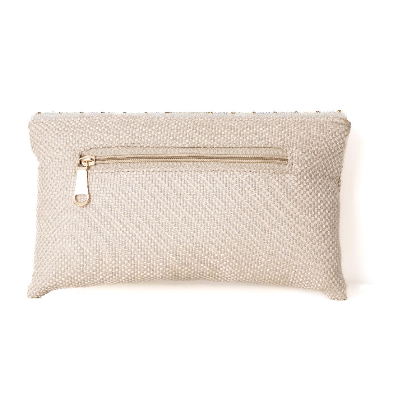 Beige Beads clutch back shot