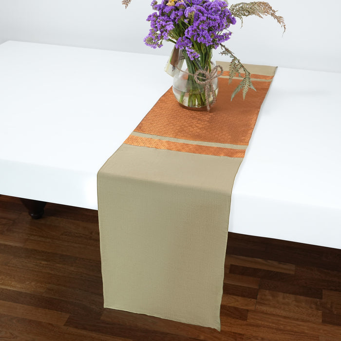 Handcrafted Silk Table Runner Warm Beige Elegant Dining & Festive Décor