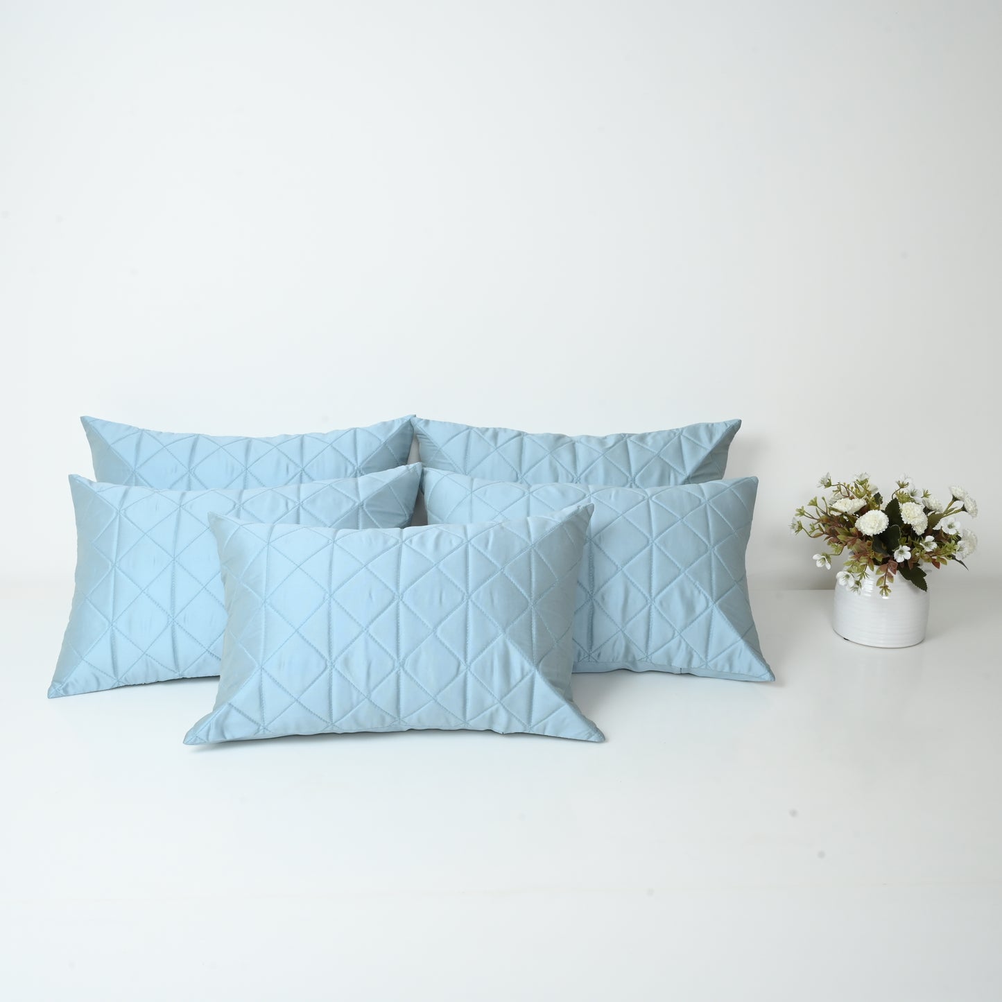 CUSHION COVER - QUILTED CROSSED DESIGN | SET OF 5
