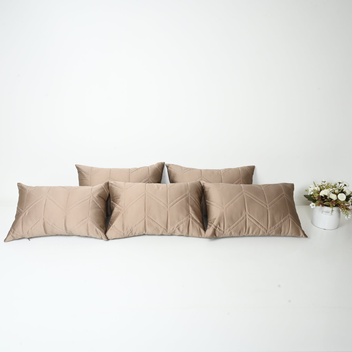 CUSHION COVER  -  QUILTED ZIGZAG DESIGN | SET OF  5