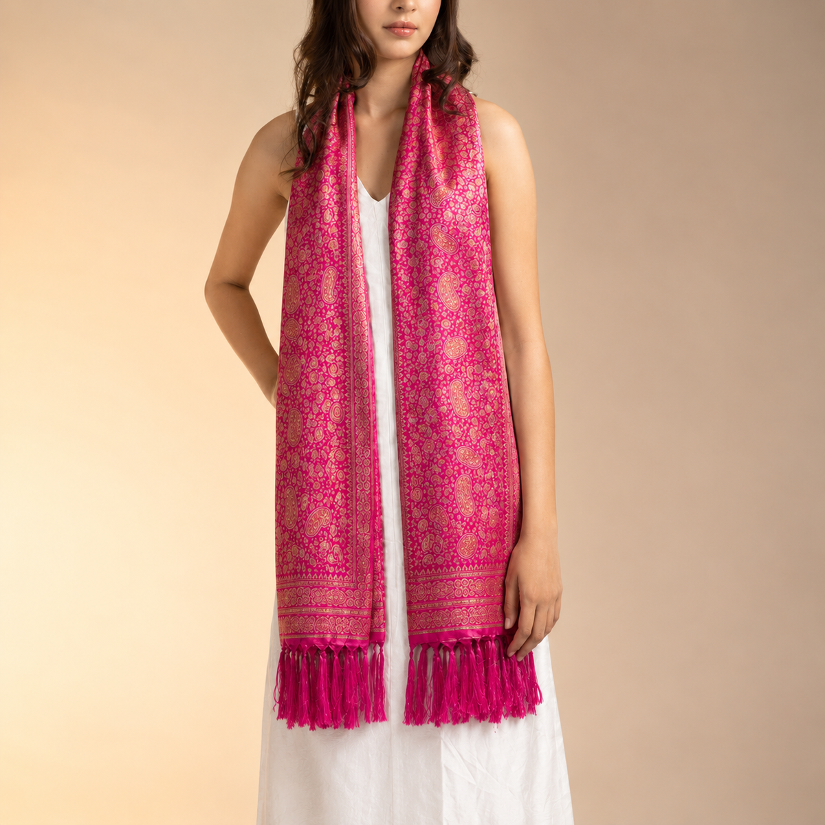 Imperial weave Pink & Gold stole