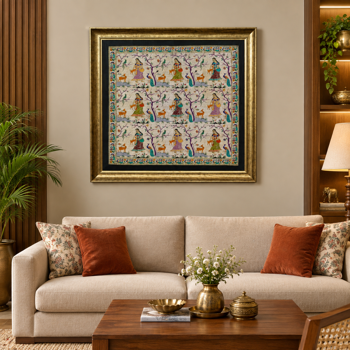 Nine Gopia in a Frame Silk Tapestry
