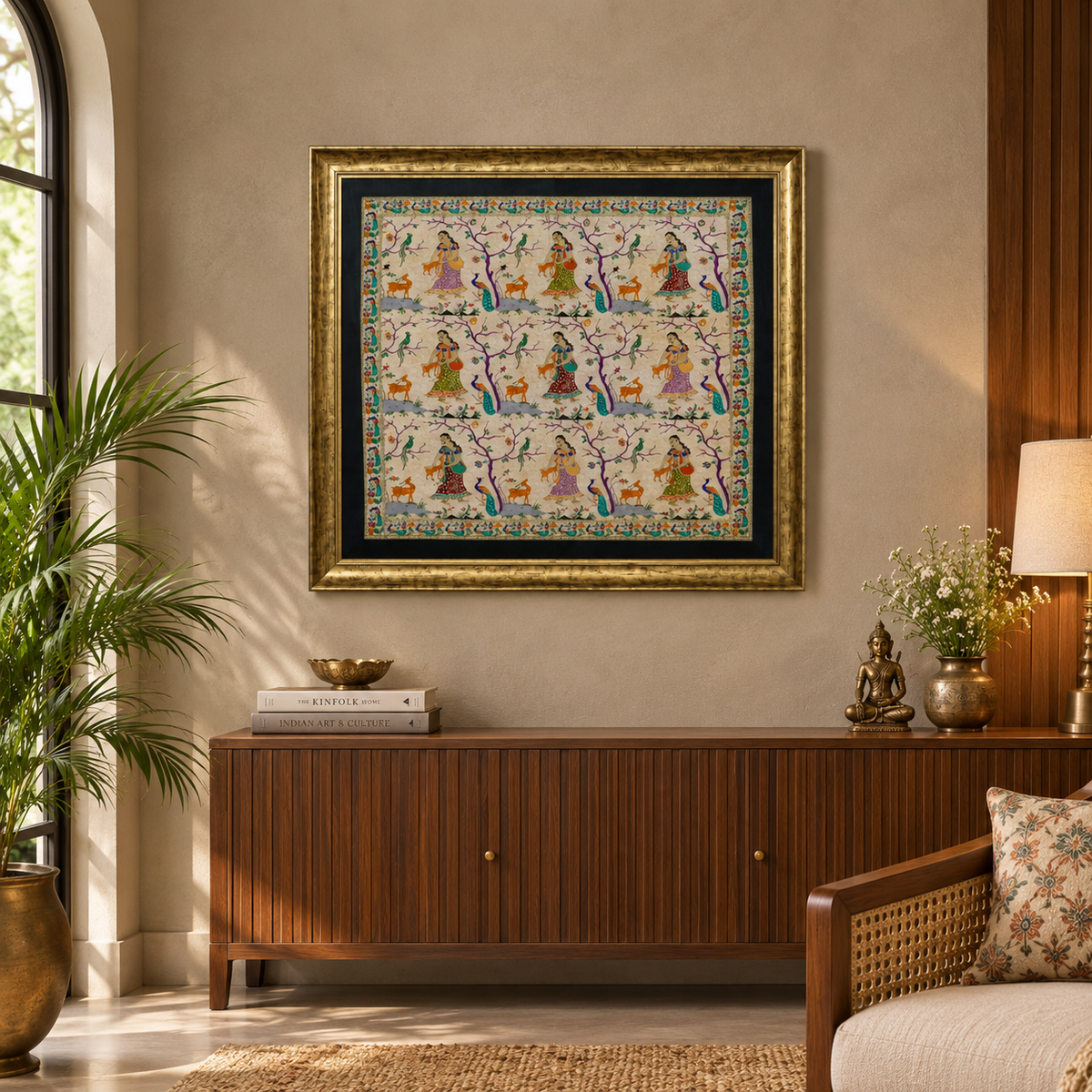 Nine Gopia in a Frame Silk Tapestry