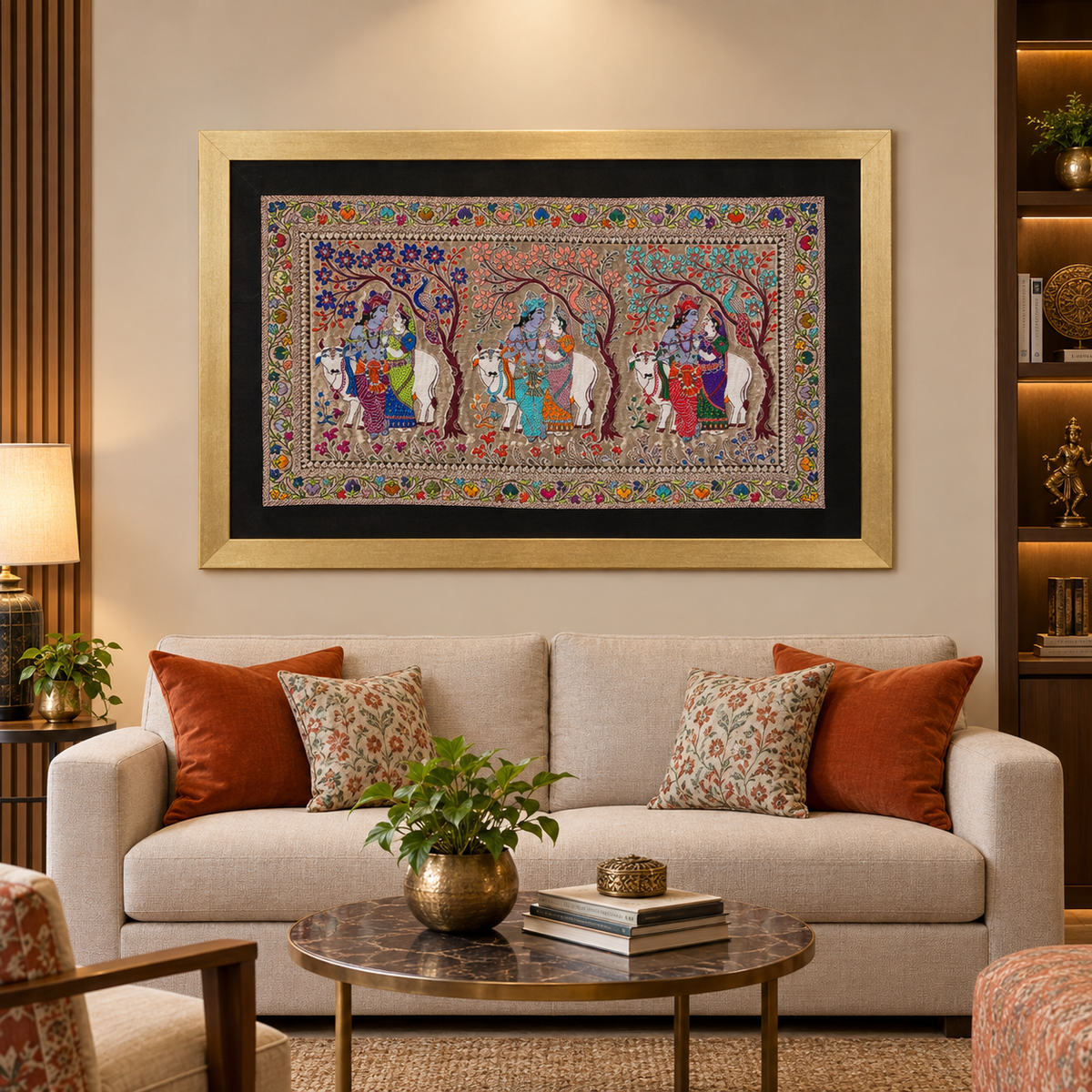 Radha Krishna Silk Tapestry