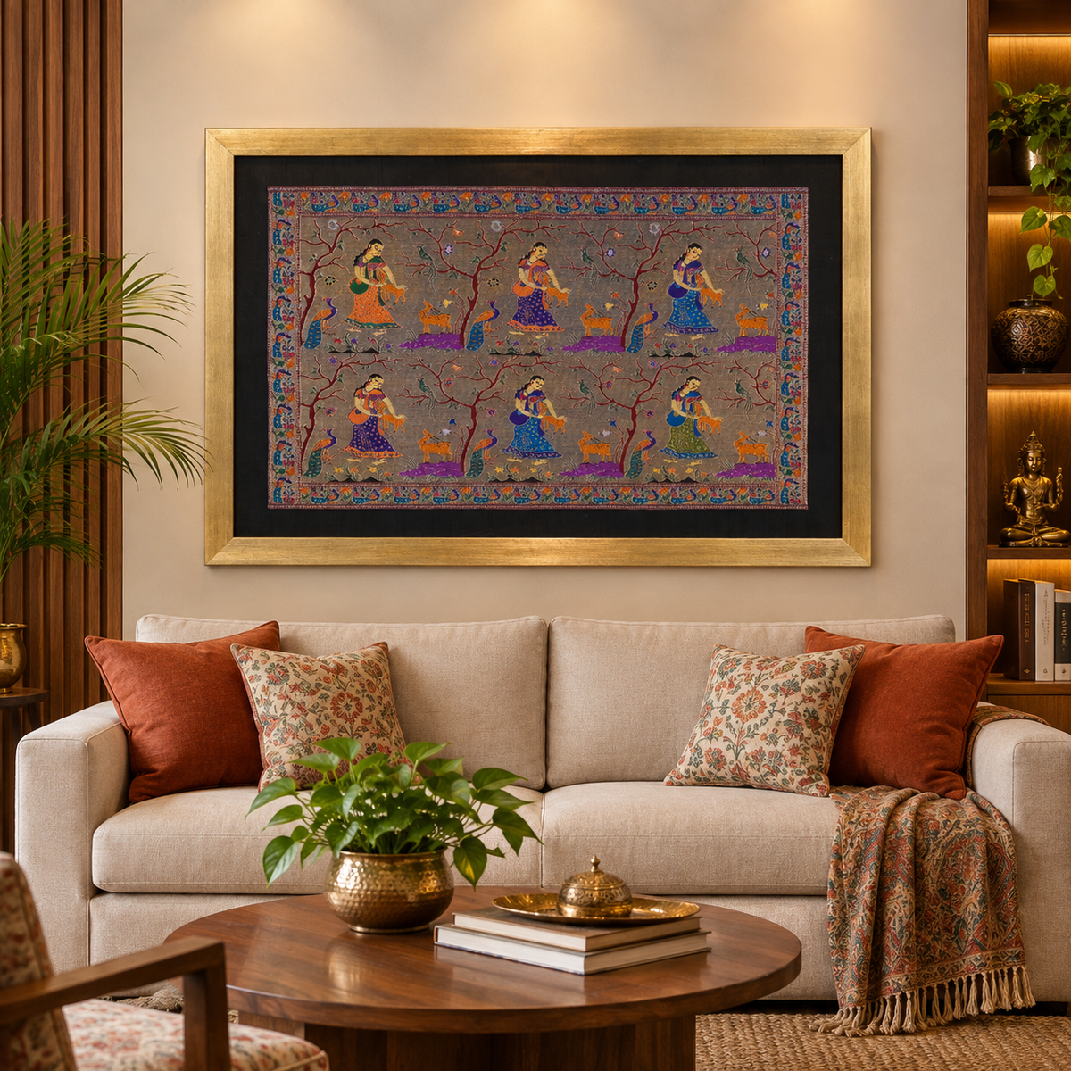 Six Gopia in a Frame Silk Tapestry