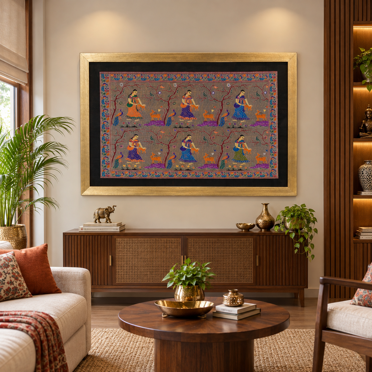 Six Gopia in a Frame Silk Tapestry