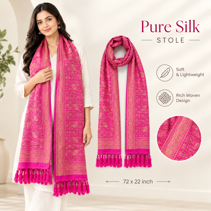 Imperial weave Pink & Gold stole