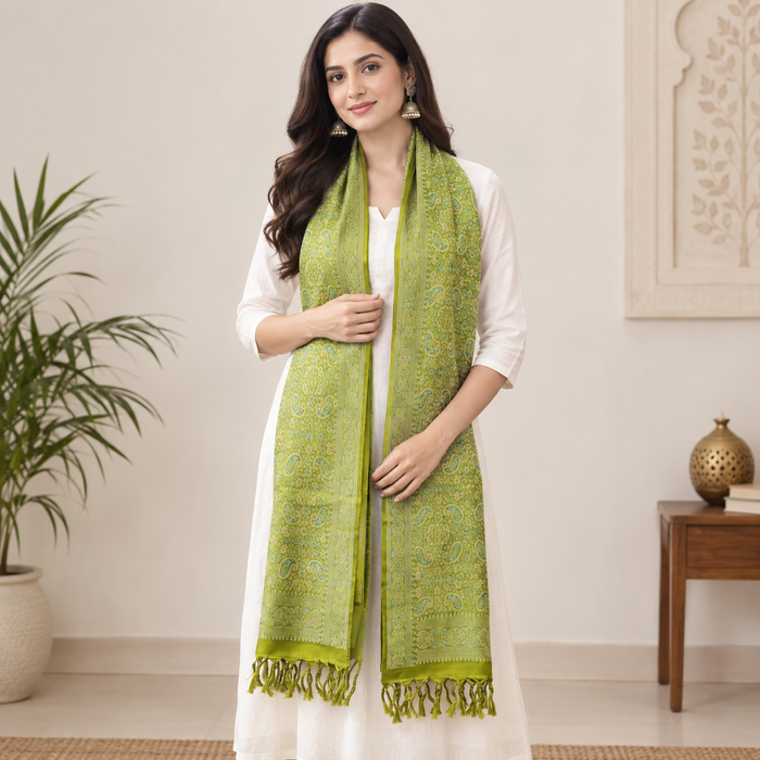 Pista Green Persian Silk Stole