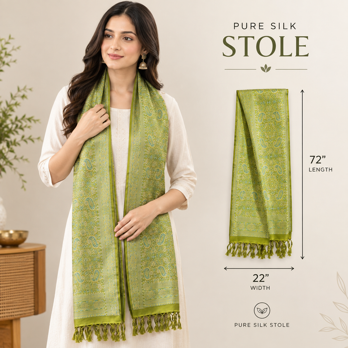 Pista Green Persian Silk Stole