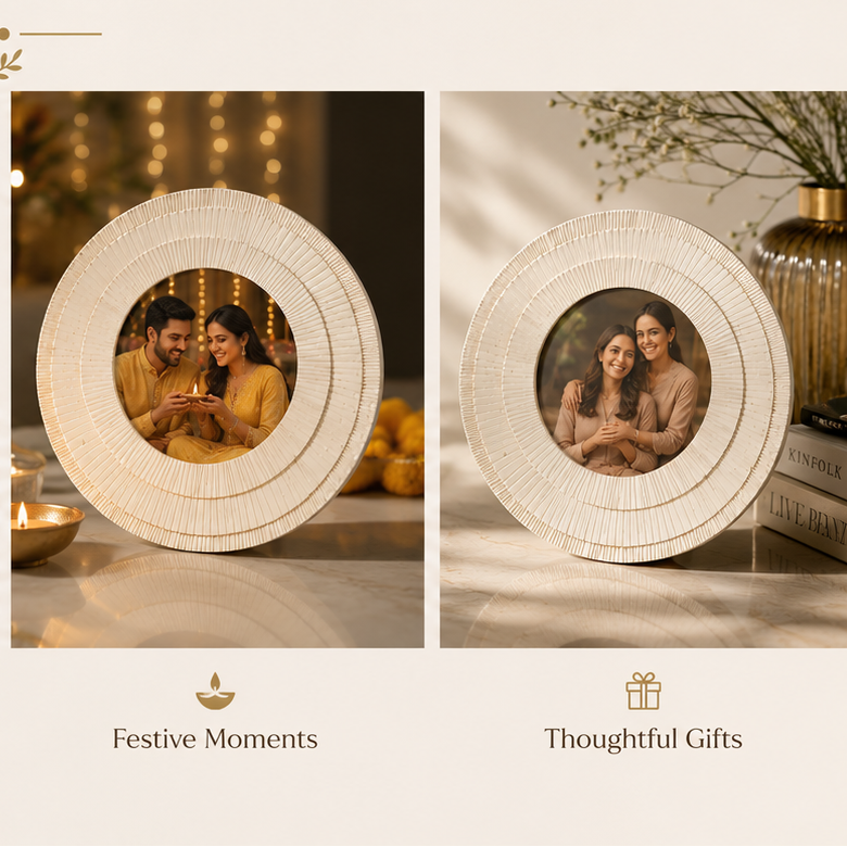 Rasin Round White Photo Frame