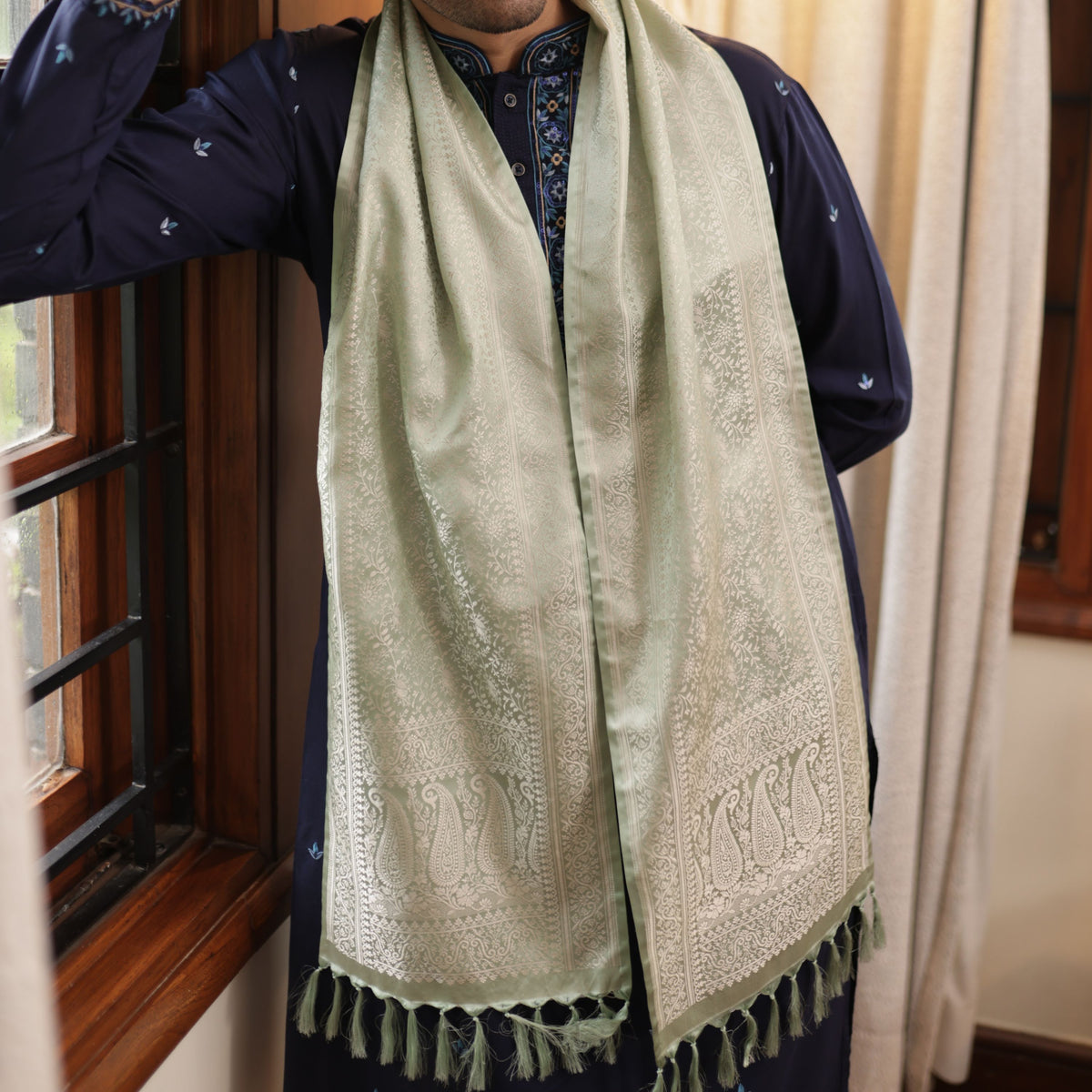 Sage Green Silk Men’s Scarf