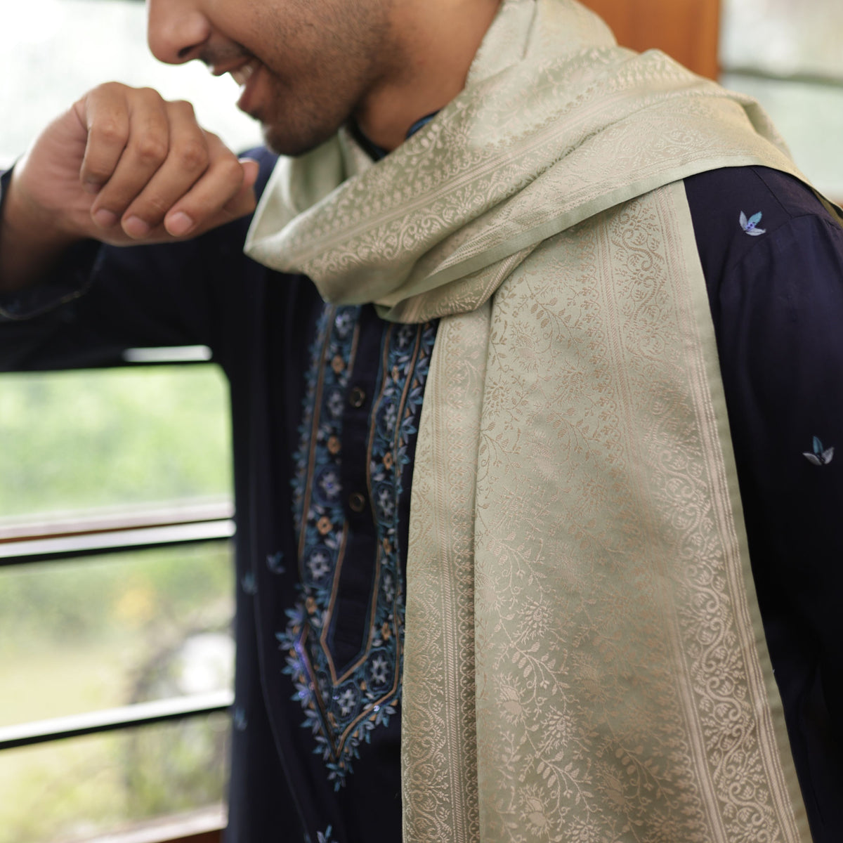 Sage Green Silk Men’s Scarf