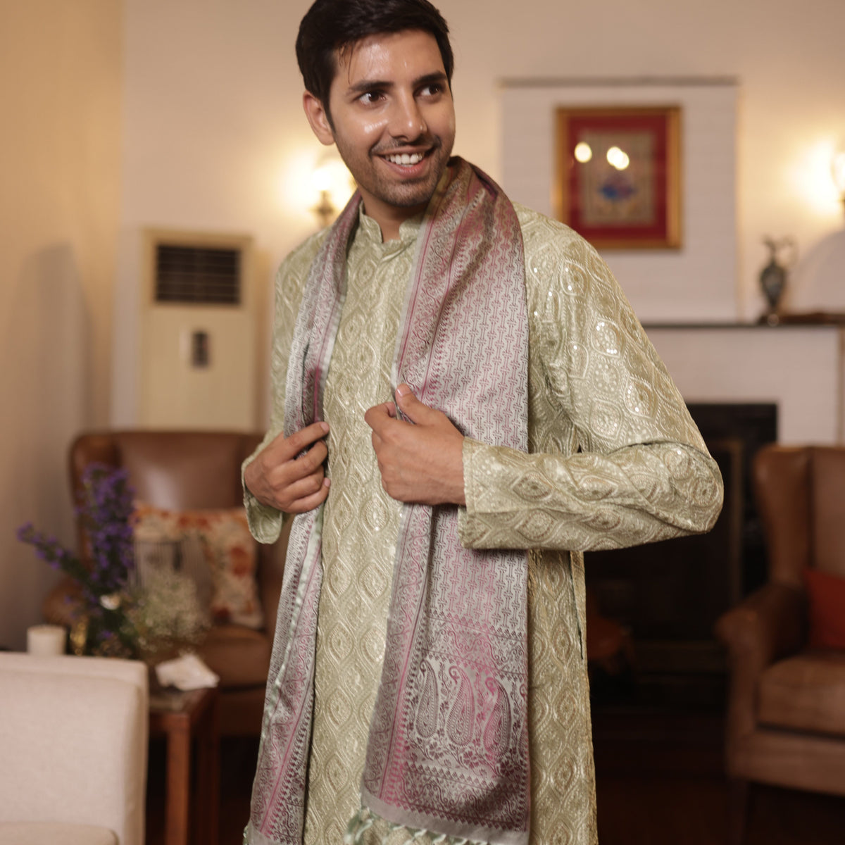 Green & Brown Octavia Design Men’s Silk Scarf