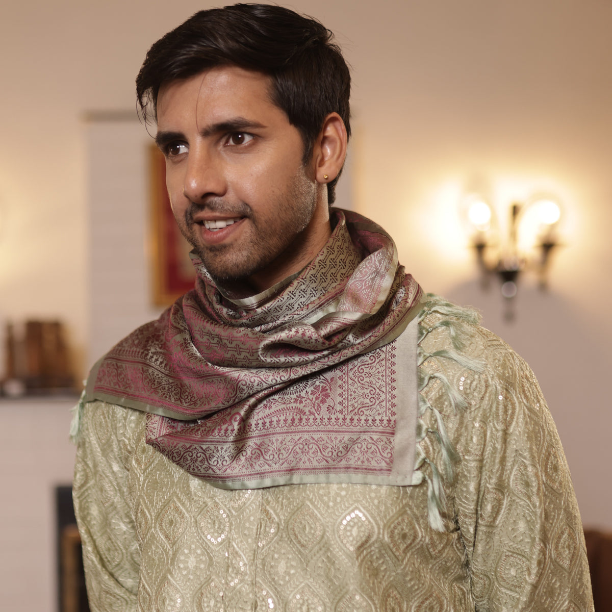 Green & Brown Octavia Design Men’s Silk Scarf