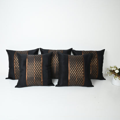 Black silk cushion cover