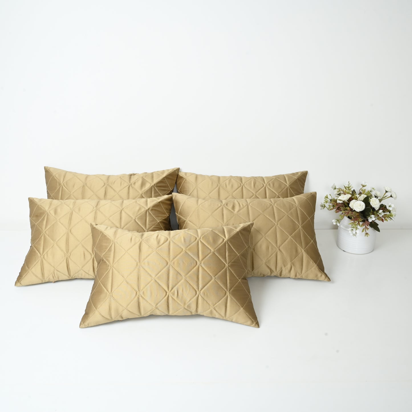 CUSHION COVER - QUILTED CROSSED DESIGN | SET OF 5