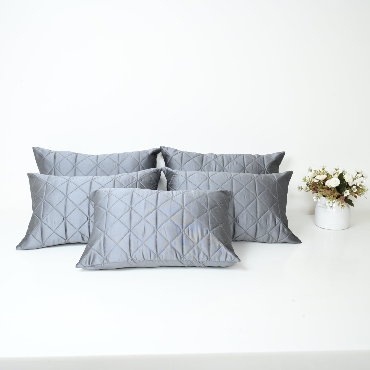 CUSHION COVER - QUILTED CROSSED DESIGN | SET OF 5