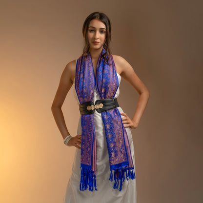 Blue silk stole