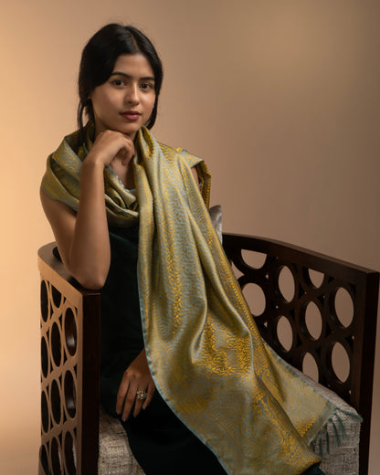 SILK STOLE - GREY & GOLD TANCHOI