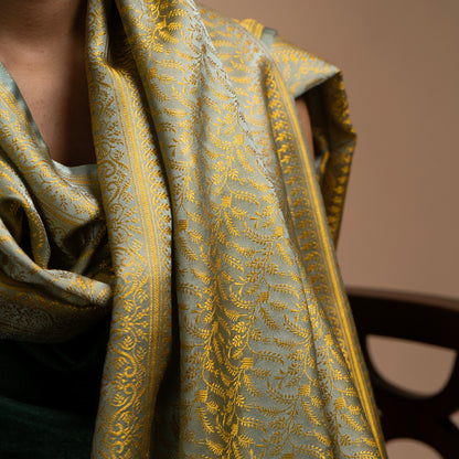 SILK STOLE - GREY & GOLD TANCHOI