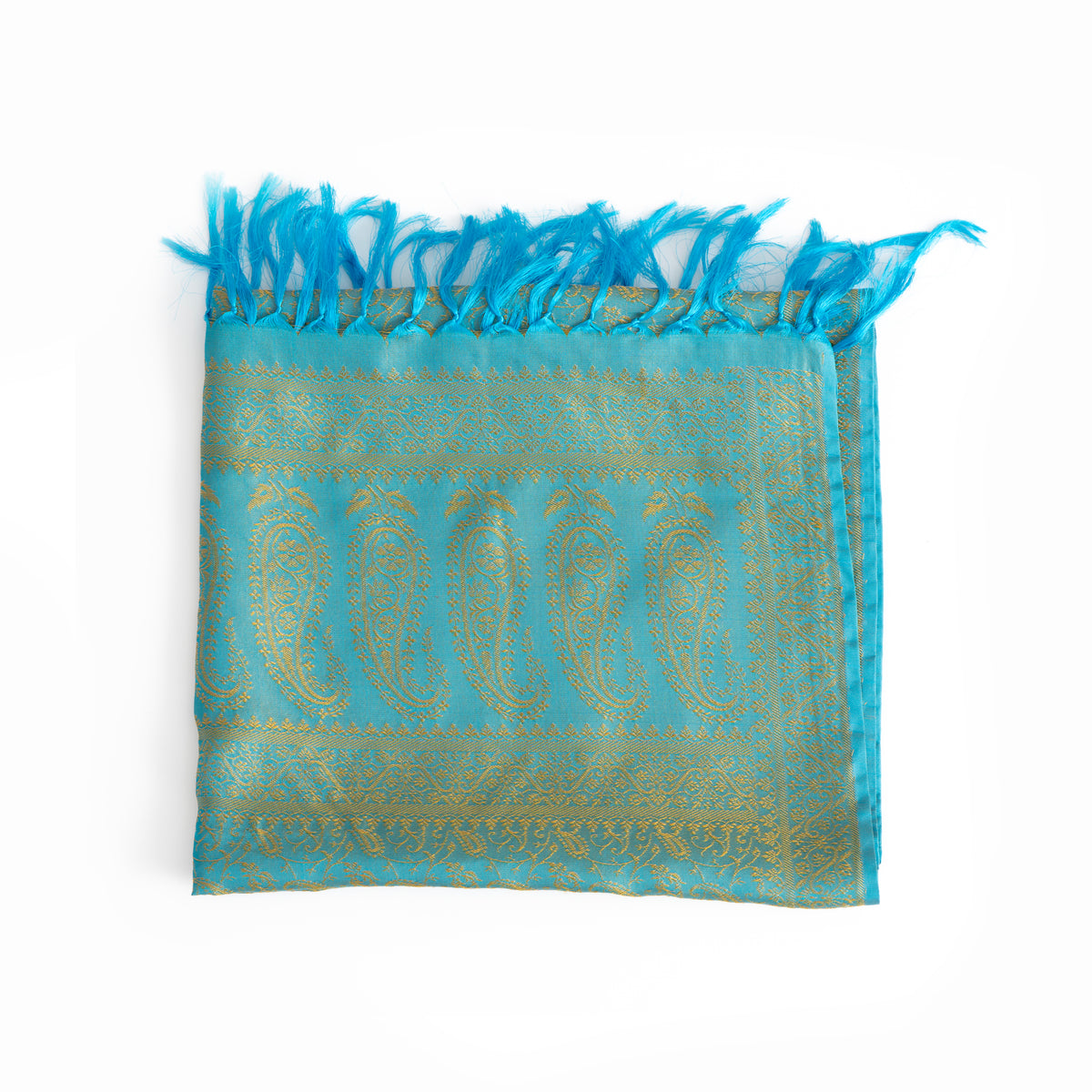Blue & Gold Tanchoi Silk Stole