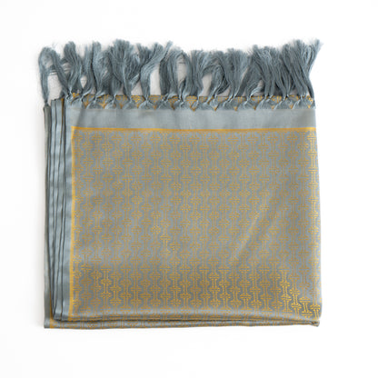 SILK STOLE -GREY & GOLD