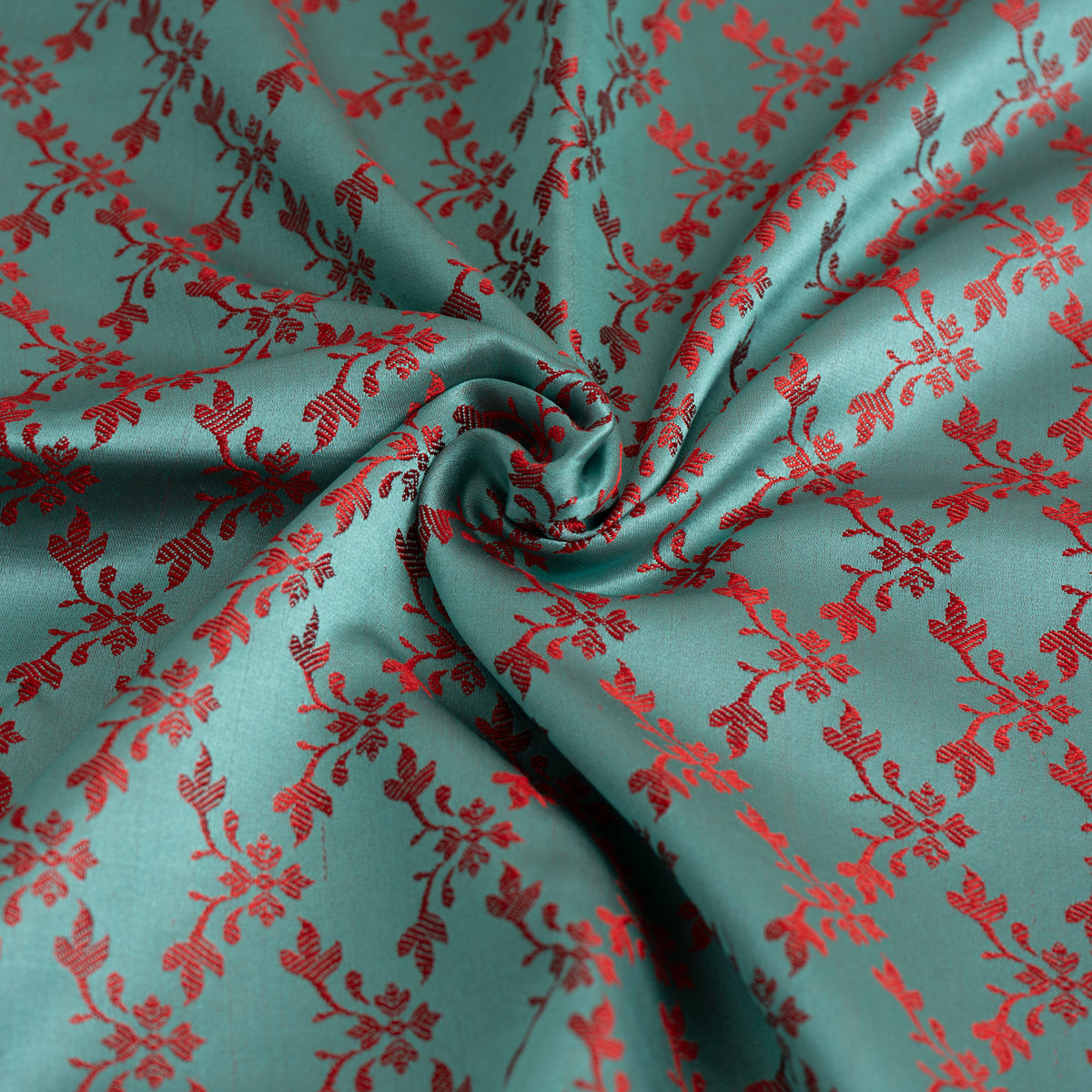 Turquoise Green & Red Silk Stole