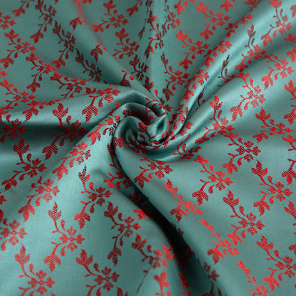 SILK STOLE - TURQUOISE GREEN & RED