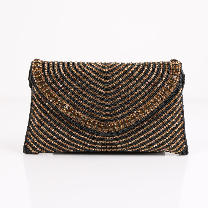 Black Gold Embellished Clutch