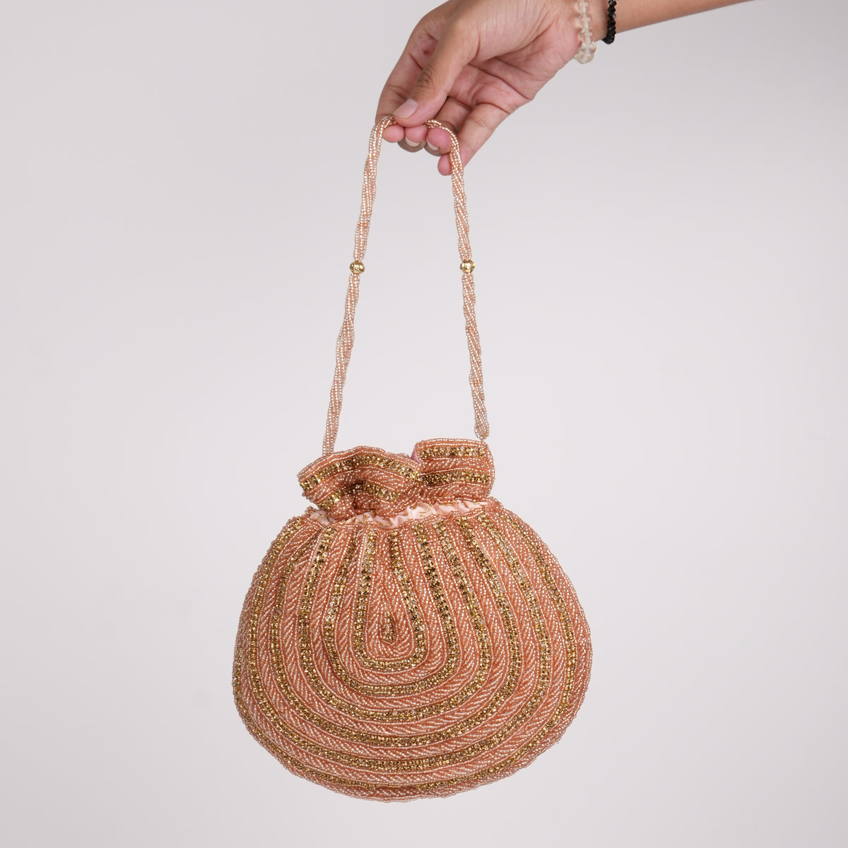 Peach Gold Potli Bag
