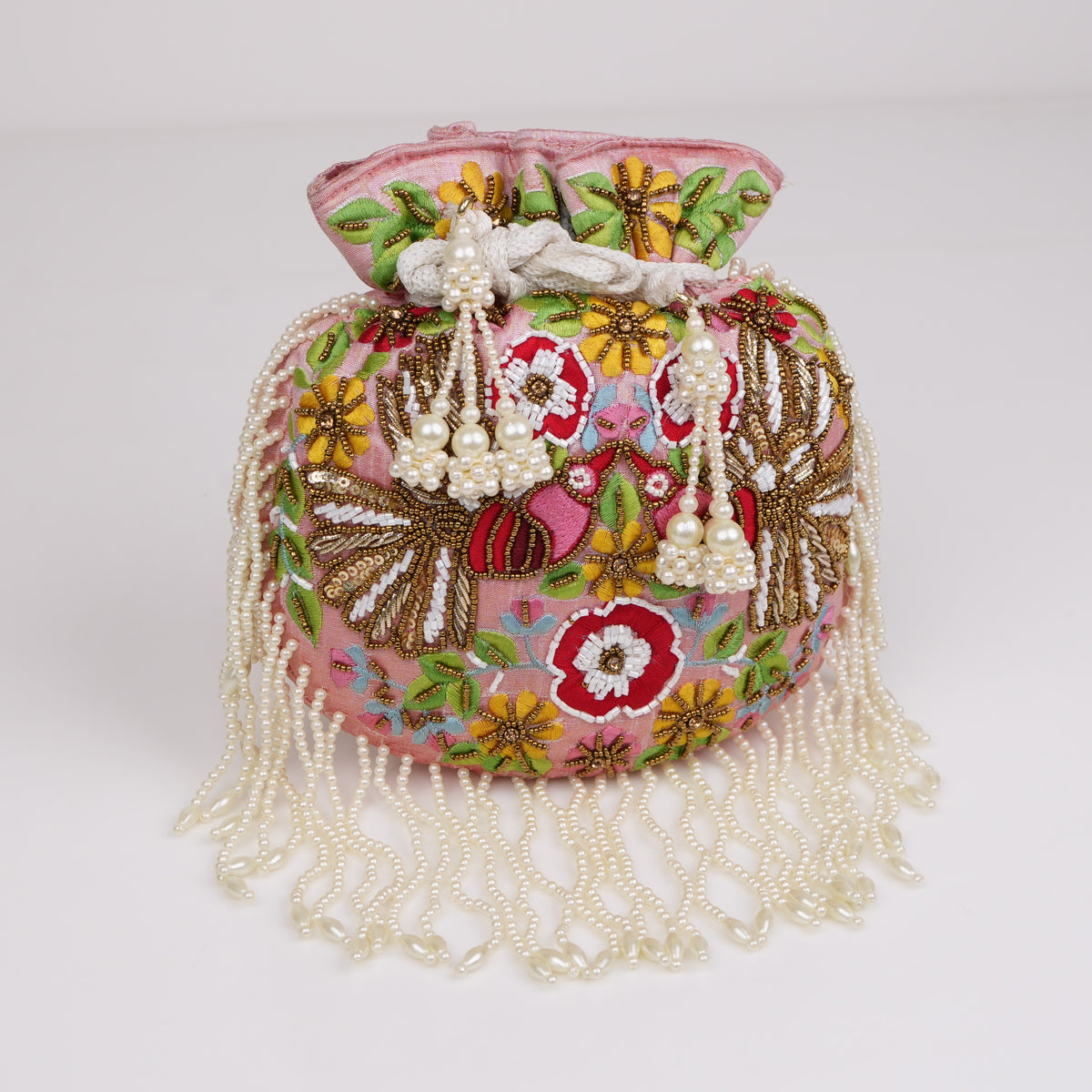 Pink Floral Potli Bag