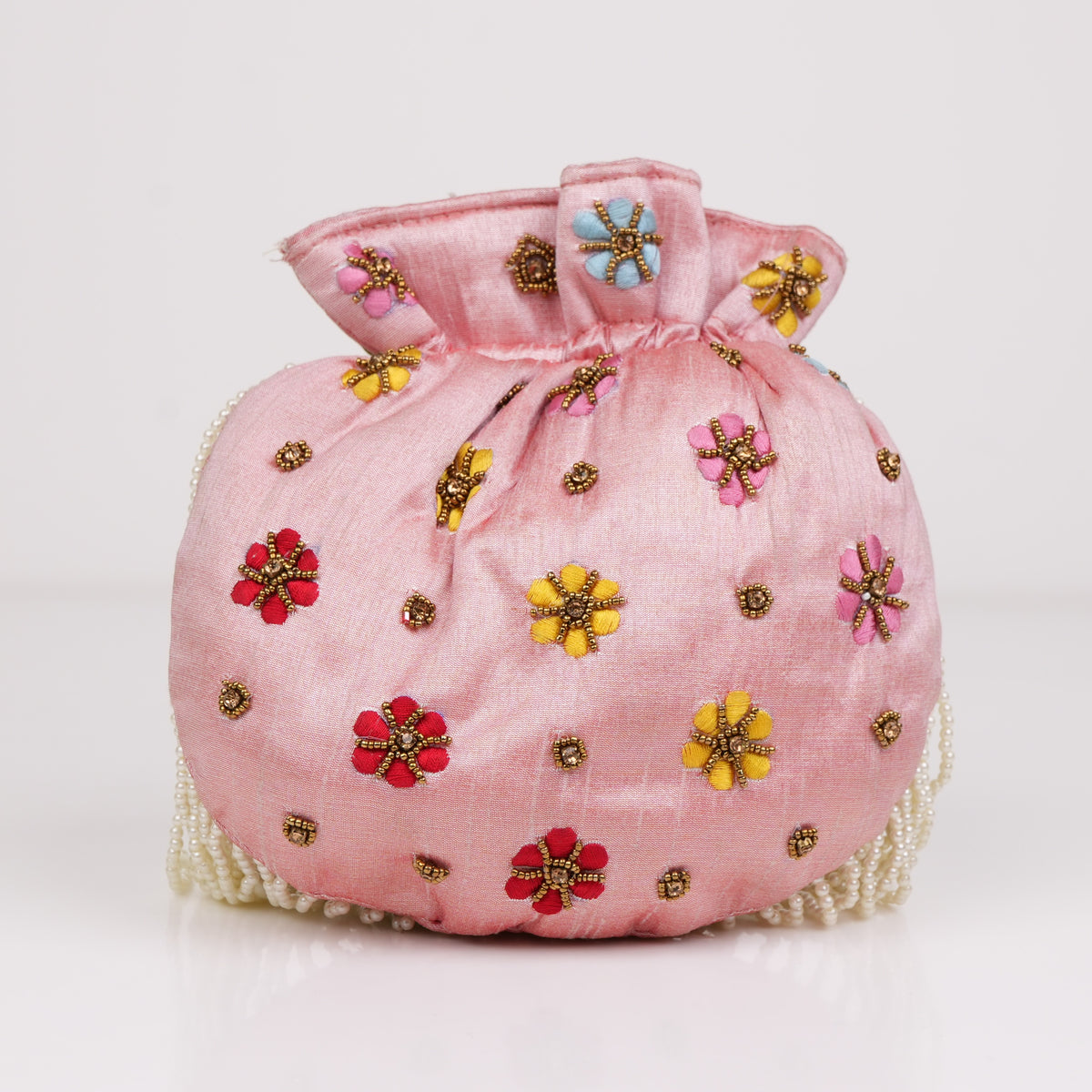Pink Floral Potli Bag