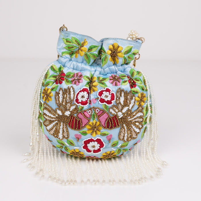 Blue Floral Potli Bag