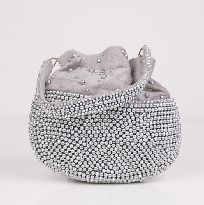 Dark Grey Pearl Potli Bag