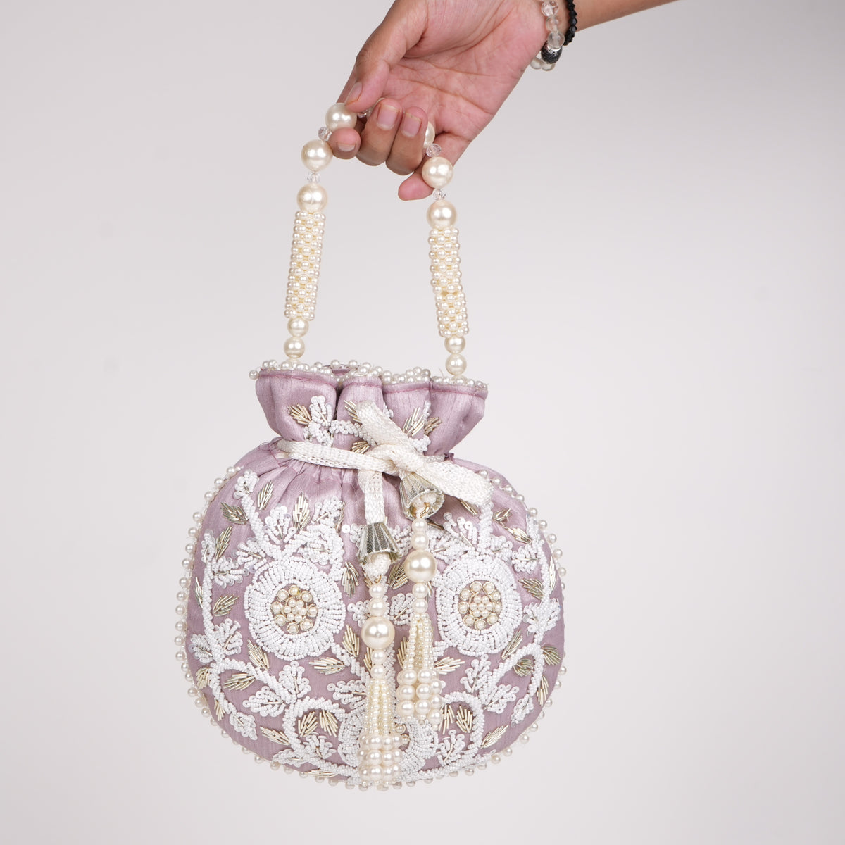 Purple Pearl Shine Potli Bag