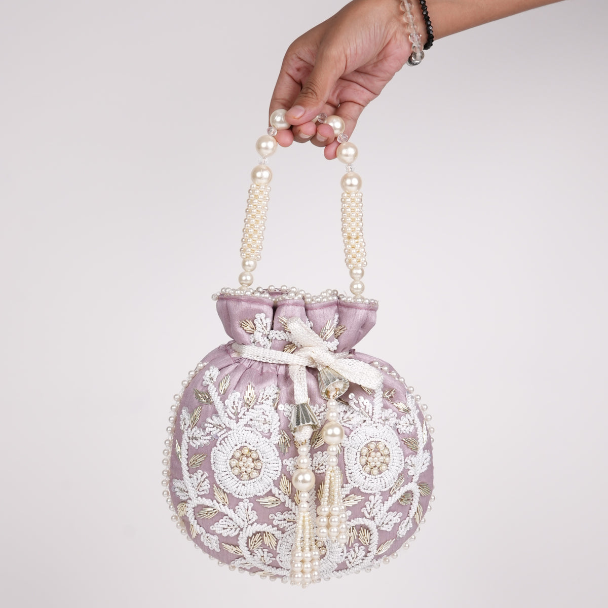 Purple Pearl Shine Potli Bag