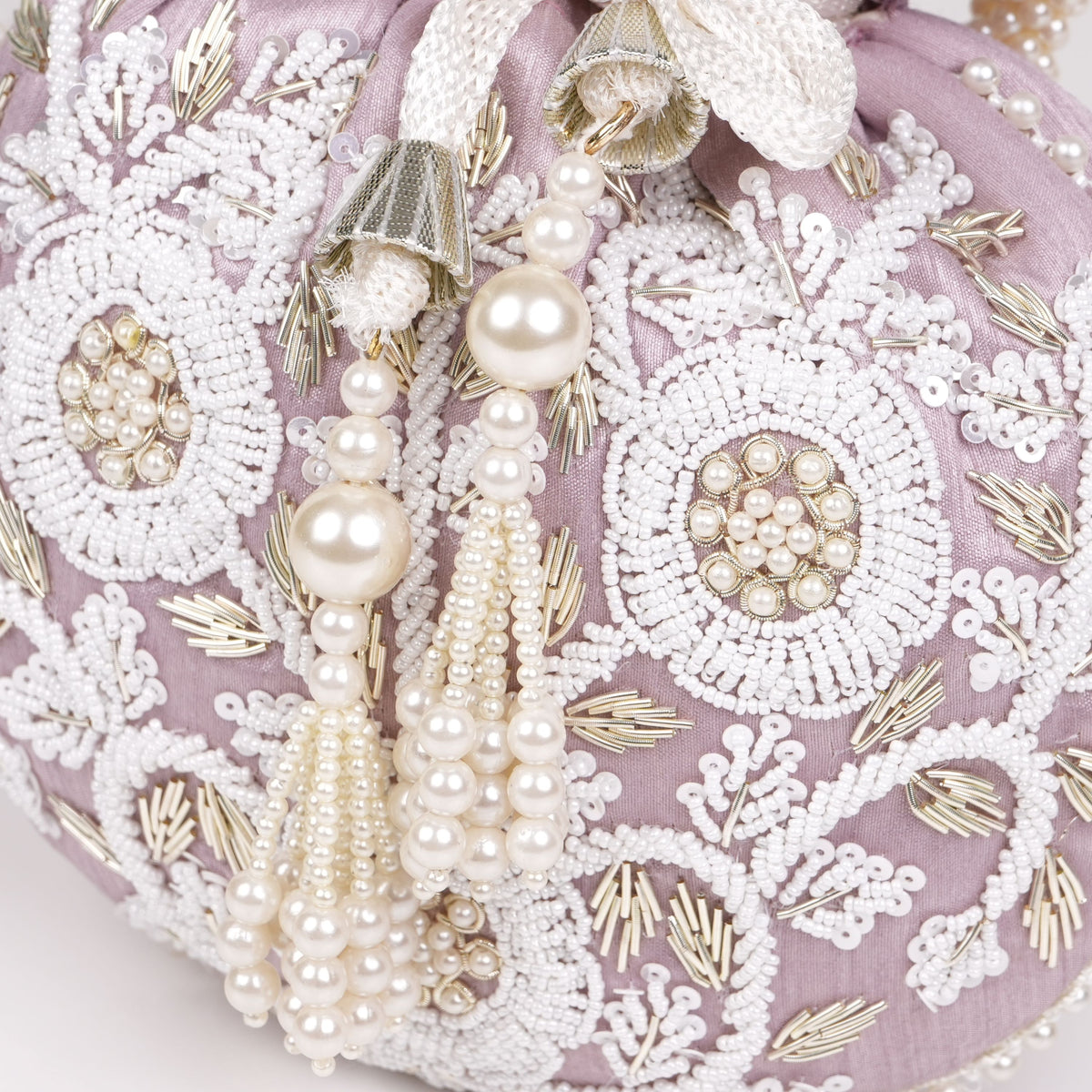 Purple Pearl Shine Potli Bag
