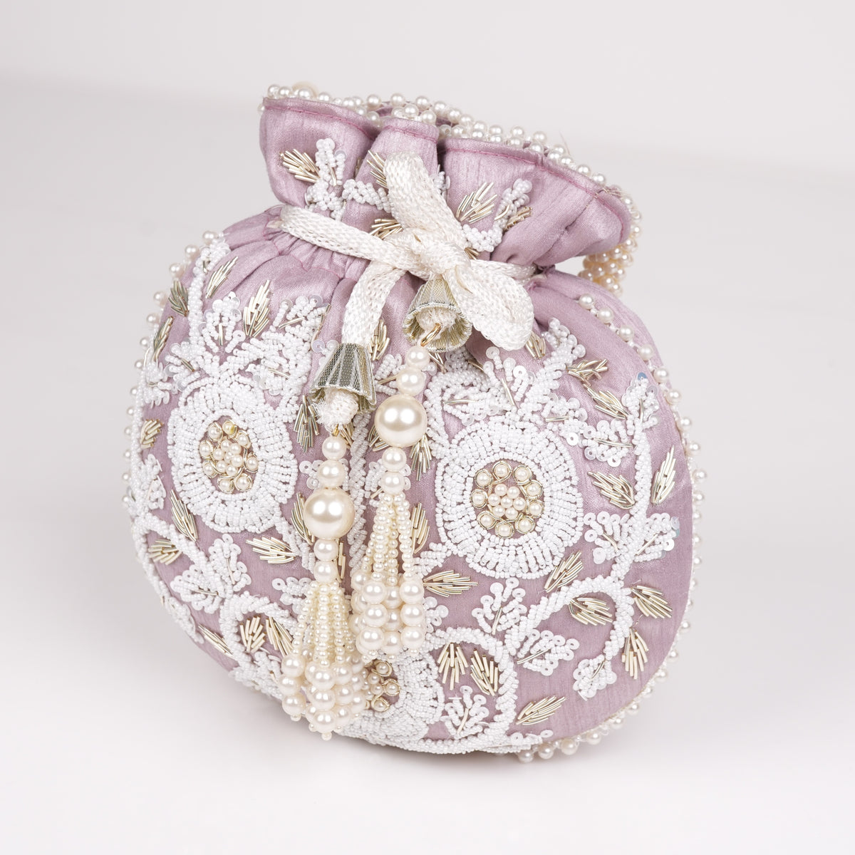 Purple Pearl Shine Potli Bag