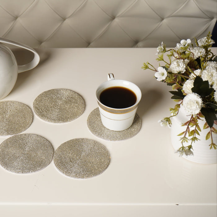 HANDMADE GLASS BEADS COASTERS - SET OF 5