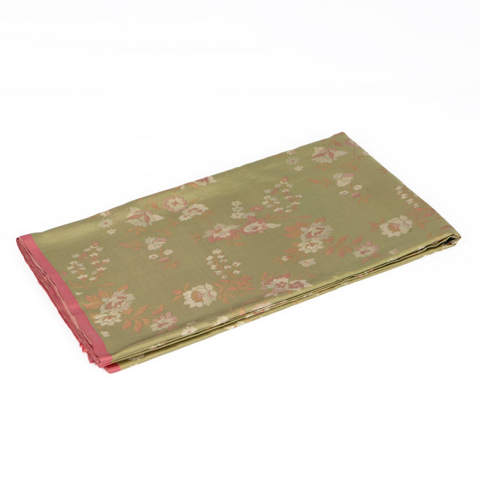 Heena Green  Silk Satin Fabric - Natural Green (4.5 Meters)