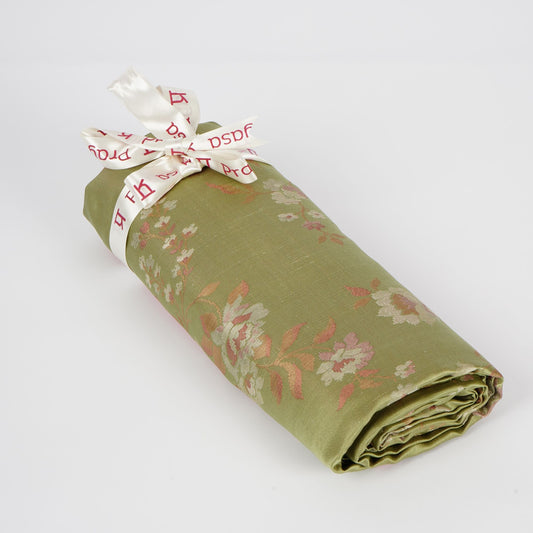 Heena Green  Silk Satin Fabric - Natural Green (4.5 Meters)