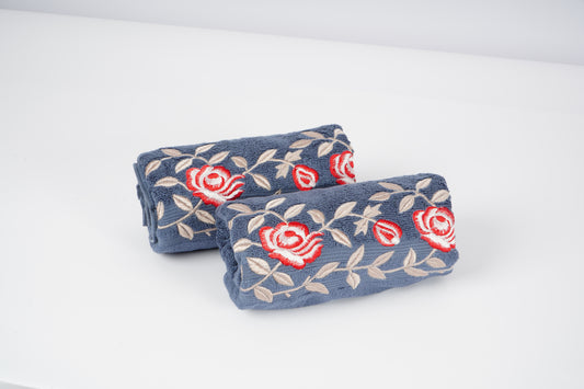 BATH TOWEL - CRIMSON ROSE ELEGANCE - BLUE