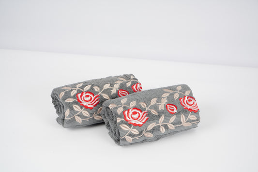 BATH TOWEL - CRIMSON ROSE ELEGANCE - GREY