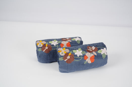 BATH TOWEL - TWILIGHT FLORA - BLUE