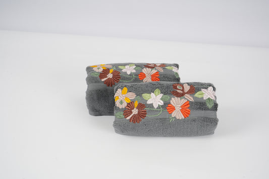 BATH TOWEL - TWILIGHT FLORA - GREY