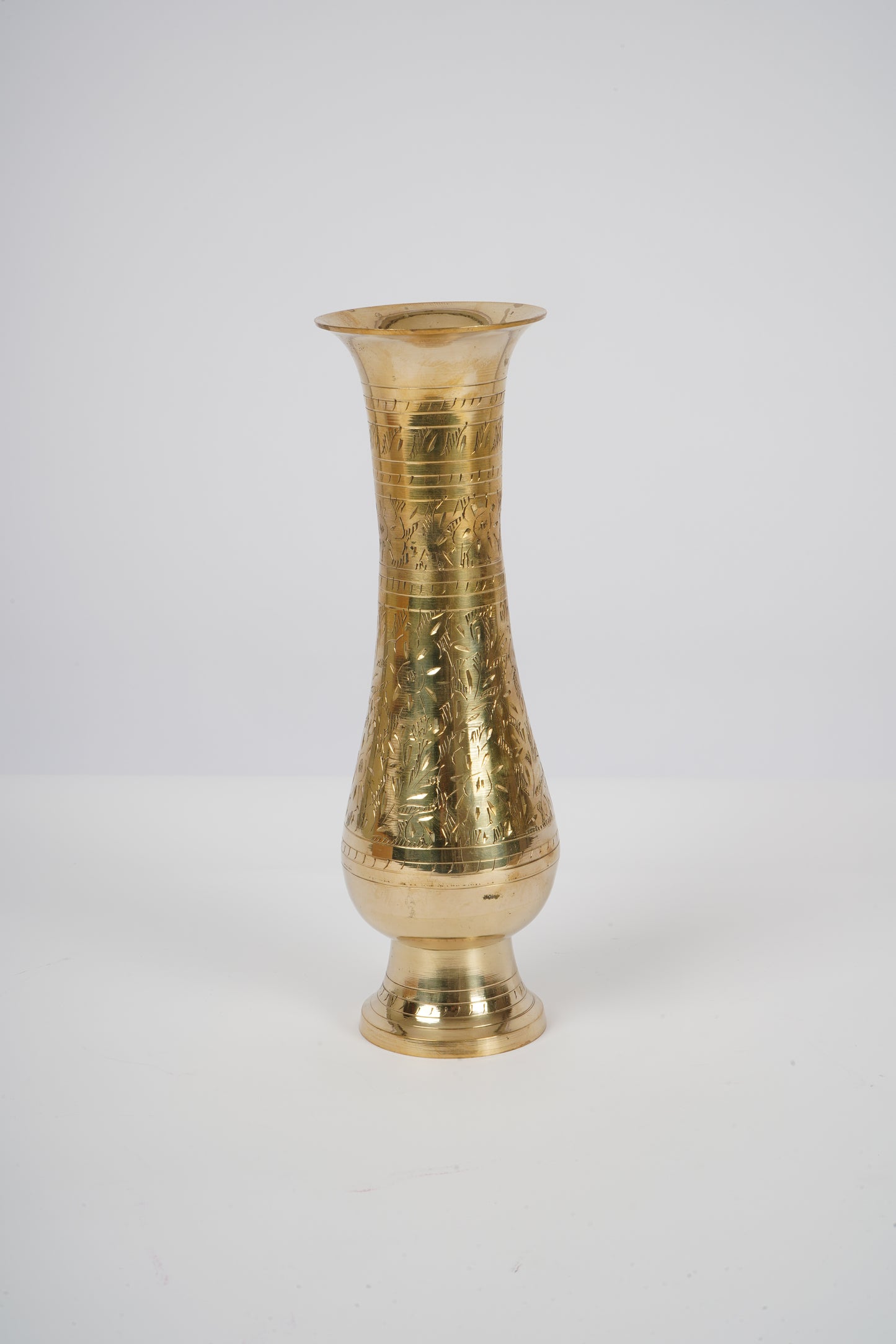 VINTAGE FLORAL BRASS VASE