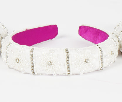 white headband with design